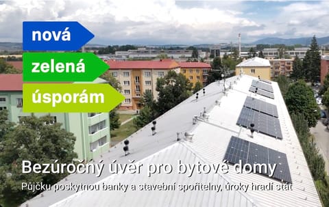 Bezúročná půjčka z programu NZÚ na fotovoltaiku pro bytové domy zrychlí návratnost a zvětší úspory